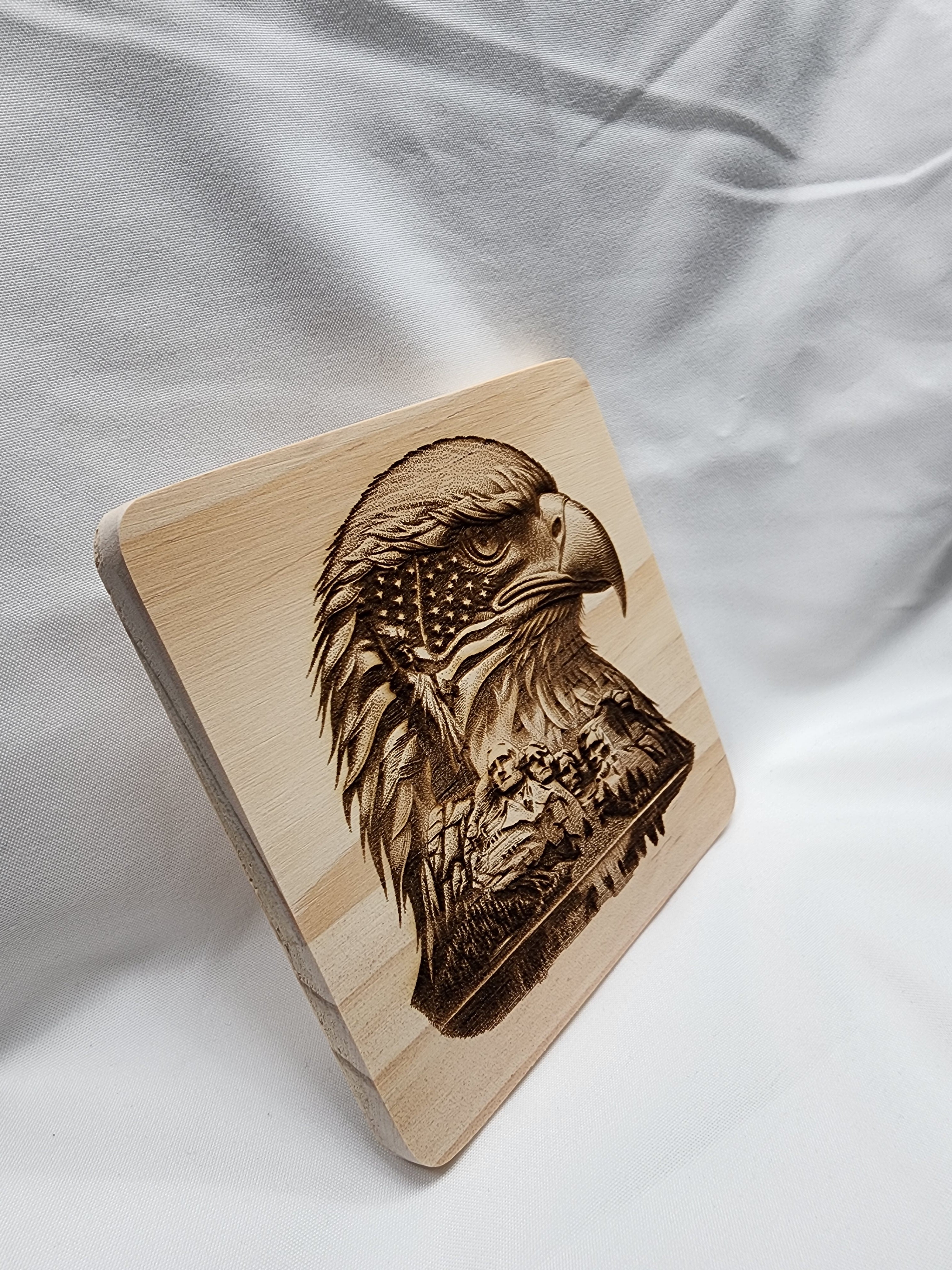 Patriotic Eagle Head Coaster Set