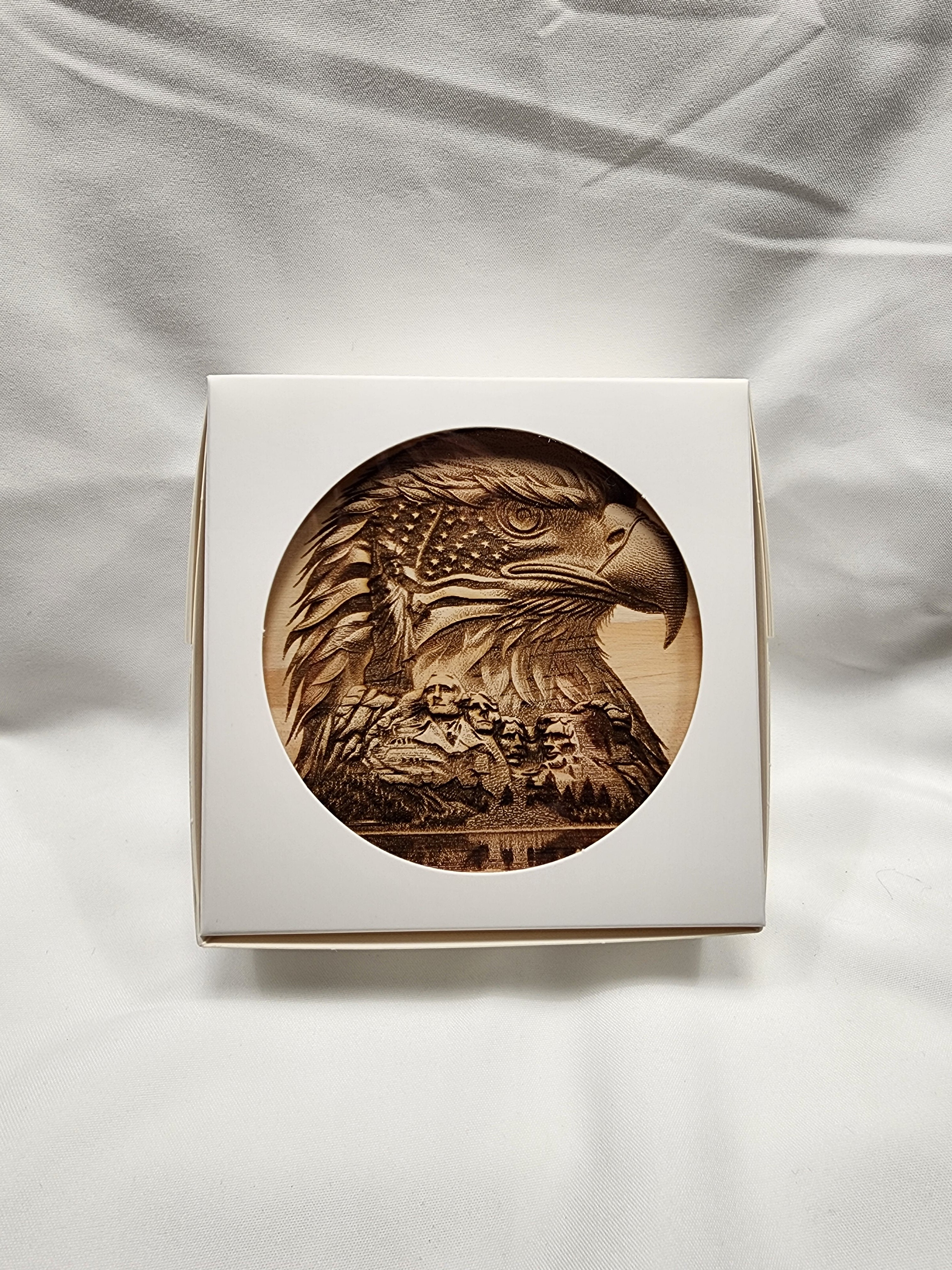 Patriotic Eagle Head Coaster Set
